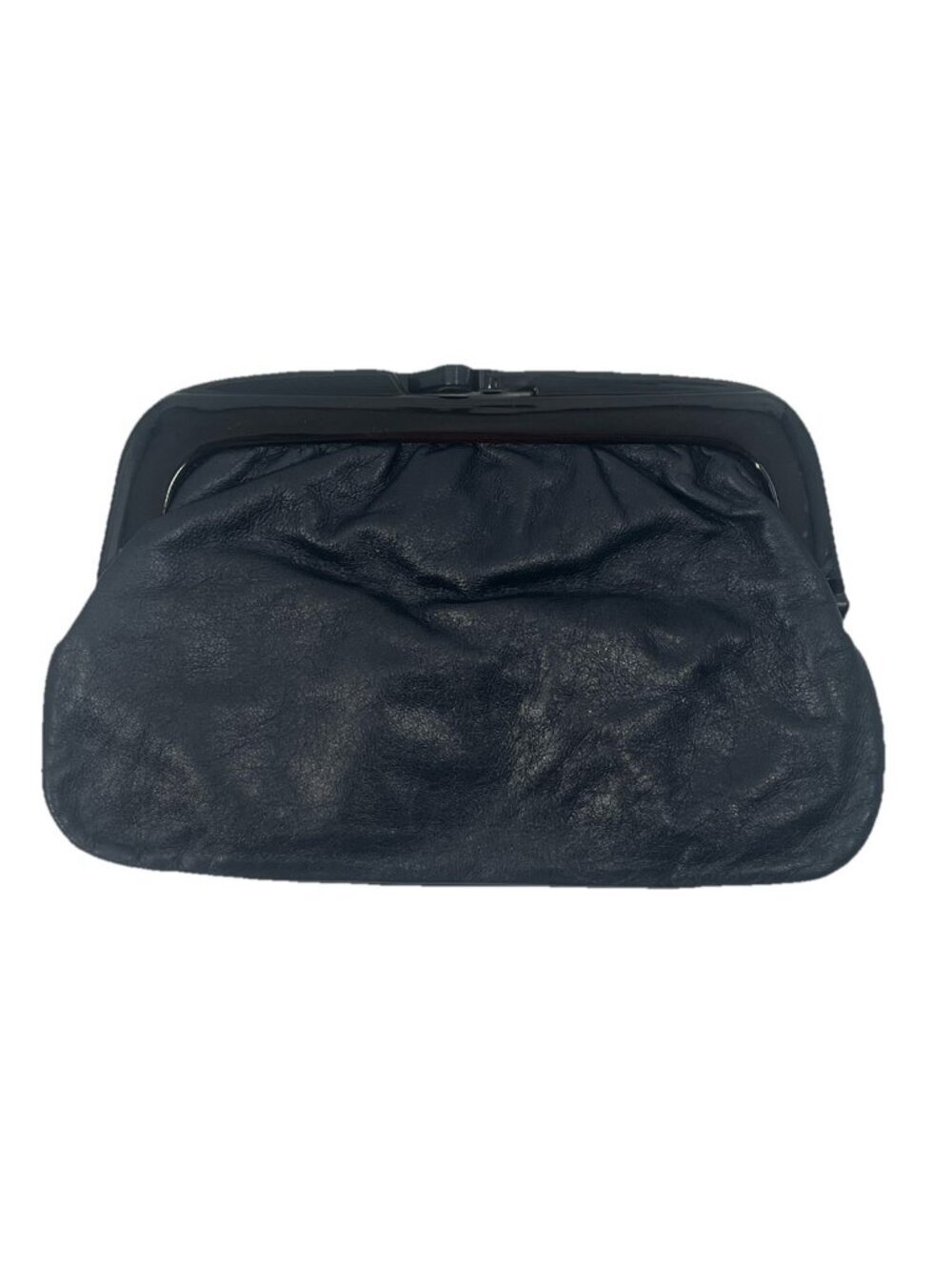Vintage Bambergers Black Leather Clutch Made in Italy Quiet Luxury Minimalist